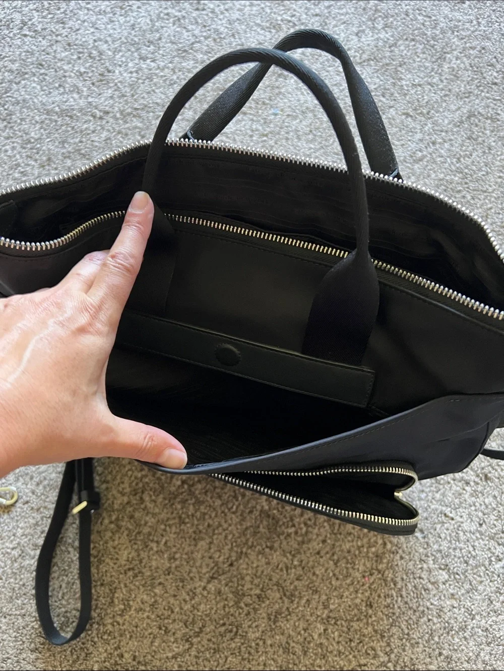 kate spade Black Convertible Messenger Briefcase with Silver Hardware